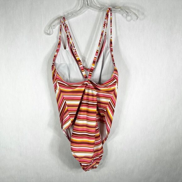 No Boundaries Plus Sz 3X Swimsuit 23W 25W Juniors Plus Orange Pink One Piece 847 - Picture 4 of 11